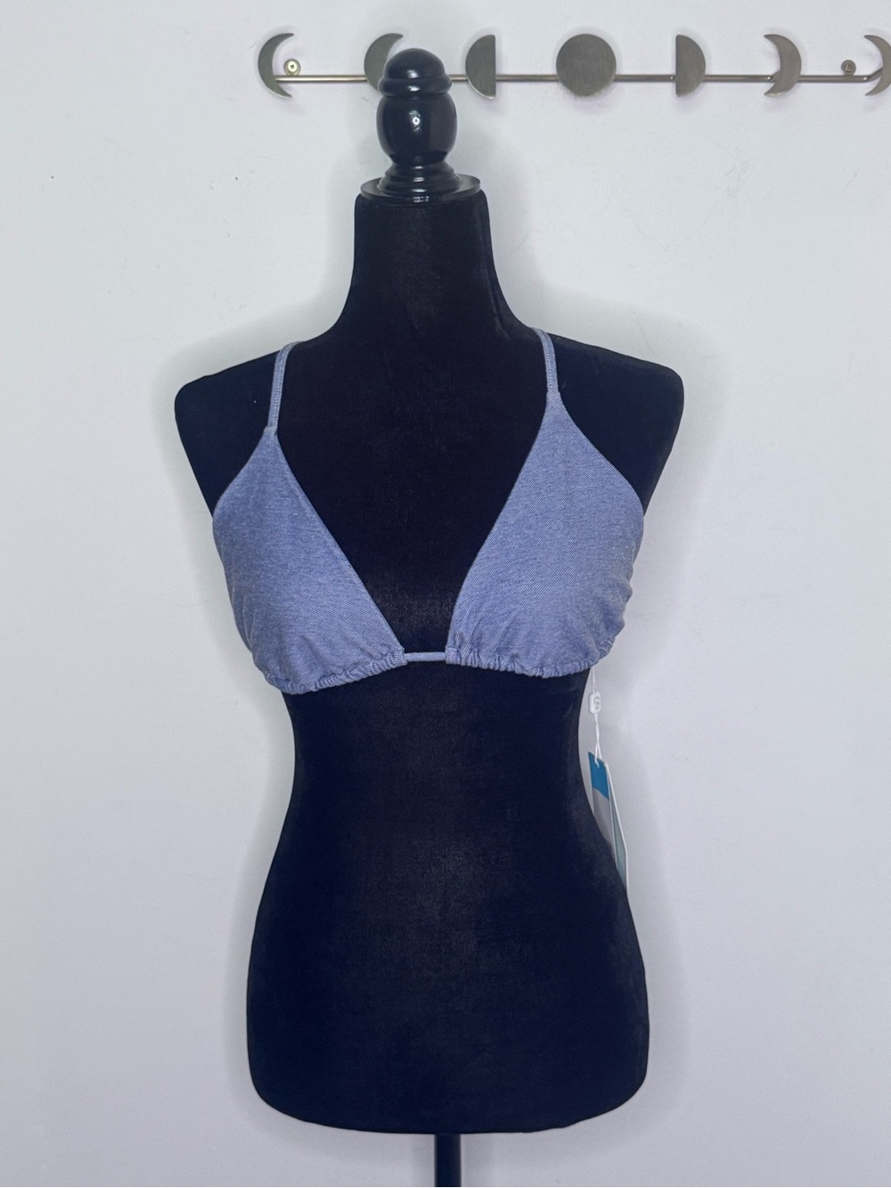 NWT Beach Bunny Quinn Denim Lace Up Bikini Top XXL